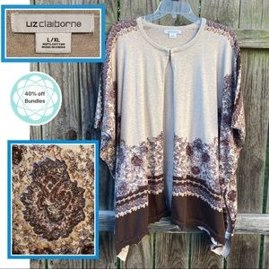 Liz Claiborne poncho sweater cardigan, size L/XL